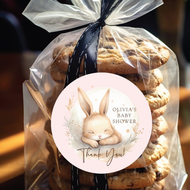 Sticker Rond Baby shower de filles lapin de sciage (Créateur téléchargé)