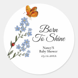 Sticker Rond Baby shower de fleurs d'aquarelle