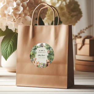 Sticker Rond Baby shower de forêt de mignons animaux