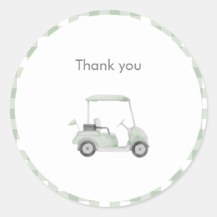 Sticker Rond Baby shower de golf vert Sage