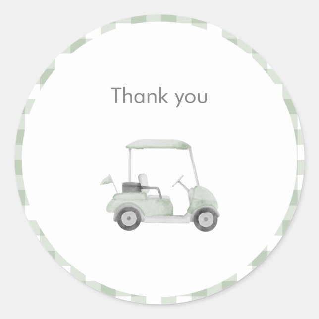 Sticker Rond Baby shower de golf vert Sage (Devant)