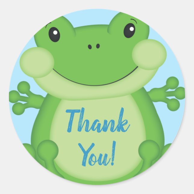 Sticker Rond Baby shower de grenouille bleu (Devant)