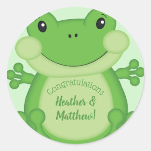 Sticker Rond Baby shower de grenouille vert