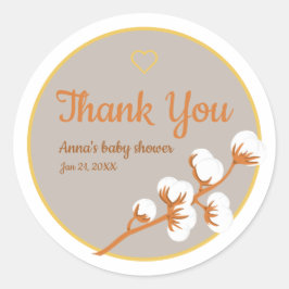 Sticker Rond Baby shower de la branche de coton