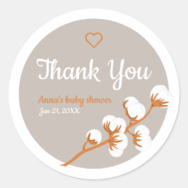 Sticker Rond Baby shower de la branche de coton