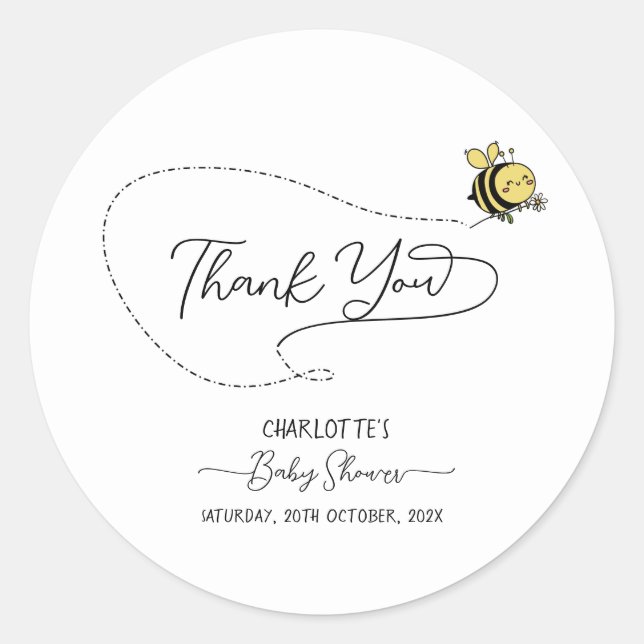 Sticker Rond Baby shower de la petite abeille (Devant)