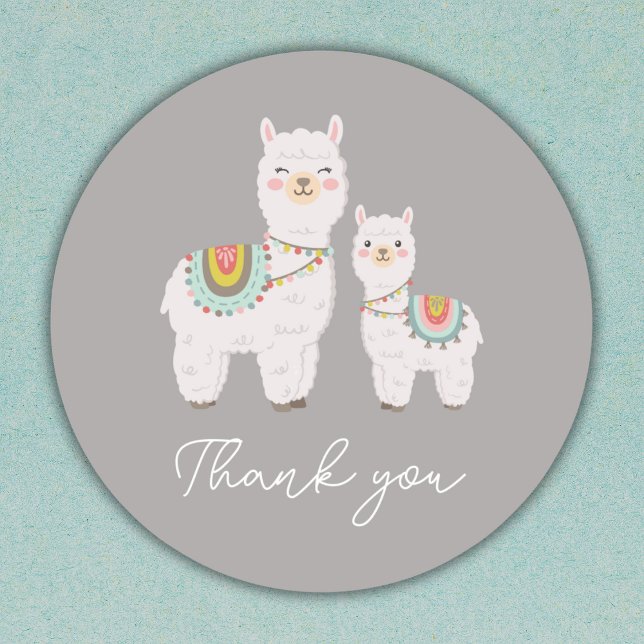 Sticker Rond baby shower de lama boho (Créateur téléchargé)