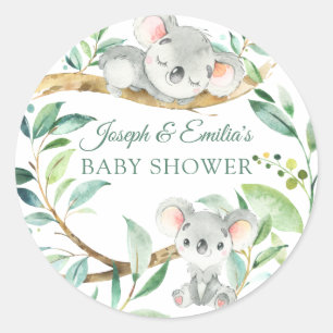 Sticker Rond Baby shower de l'ours Koala