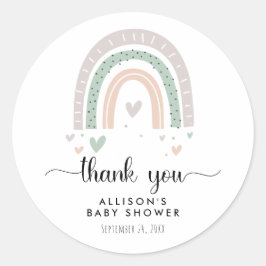 Sticker Rond Baby shower de Merci Boho Rainbow Sage