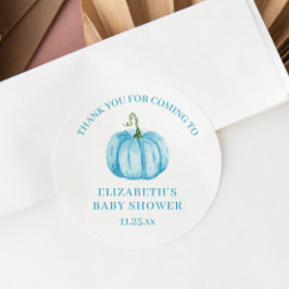 Sticker Rond Baby shower de Merci Citrouille bleu