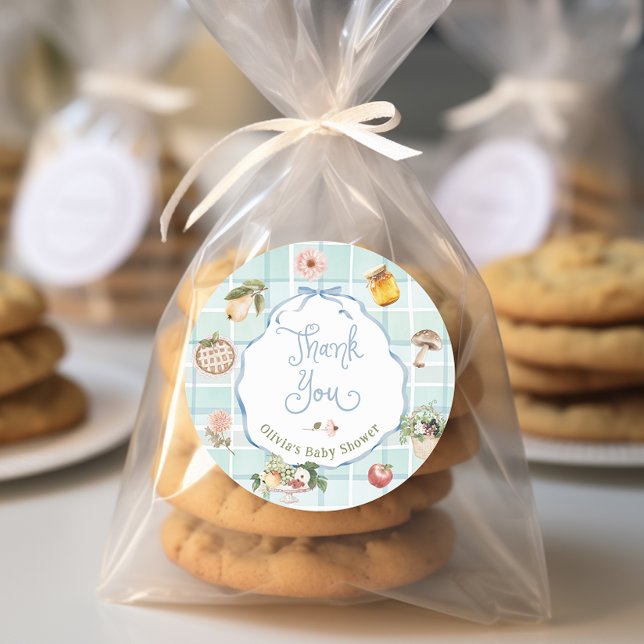 Sticker Rond Baby shower de Merci de  cultivé localement (Créateur téléchargé)