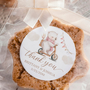 Sticker Rond Baby shower de Merci de fille d'attente précoce