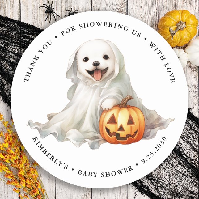 Sticker Rond Baby shower de Merci de Little Boo Cute Halloween (Créateur téléchargé)