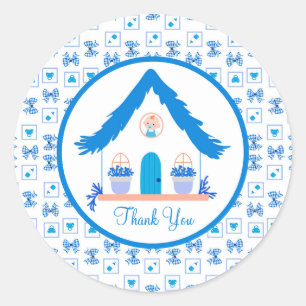 Sticker Rond Baby shower de Merci de Maison Bleue personnalisée