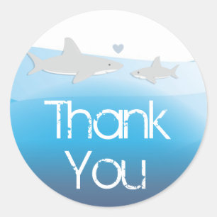 Sticker Rond Baby shower de Merci de requins mignons