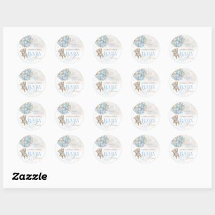 Sticker Rond Baby shower de Merci des ballons d'ours