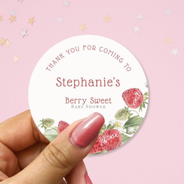 Sticker Rond Baby shower de Merci doux Berry moderne (Créateur téléchargé)