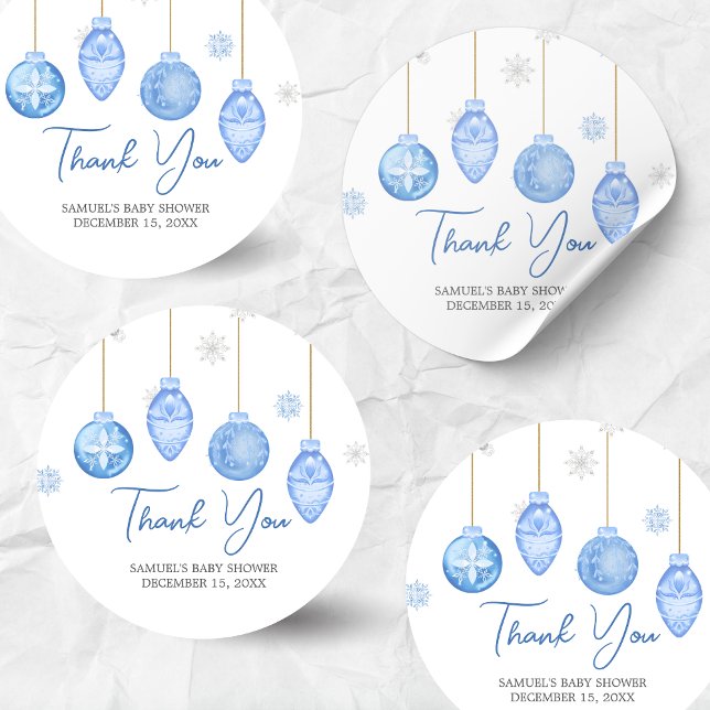 Sticker Rond Baby shower de Noël bébé Père Noël (Santa Baby Christmas Baby Shower Sticker)