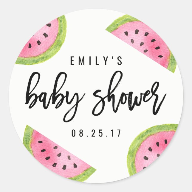Sticker Rond Baby shower de pastèque (Devant)