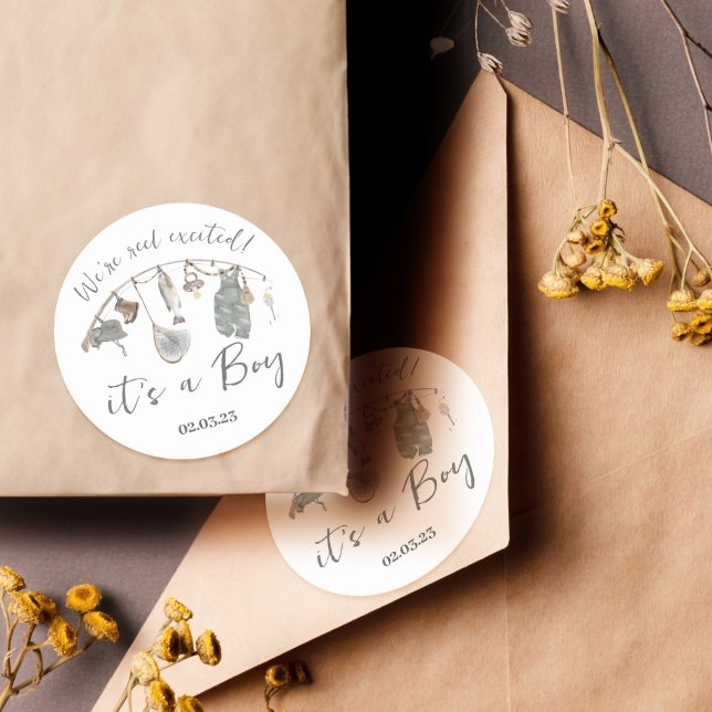 Sticker Rond Baby shower de pêche (Créateur téléchargé)