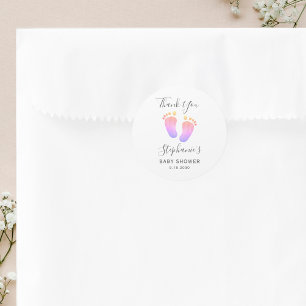 Sticker Rond Baby shower de pieds roses