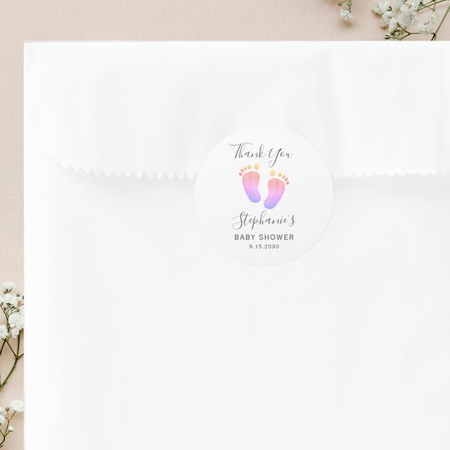 Sticker Rond Baby shower de pieds roses (Créateur téléchargé)