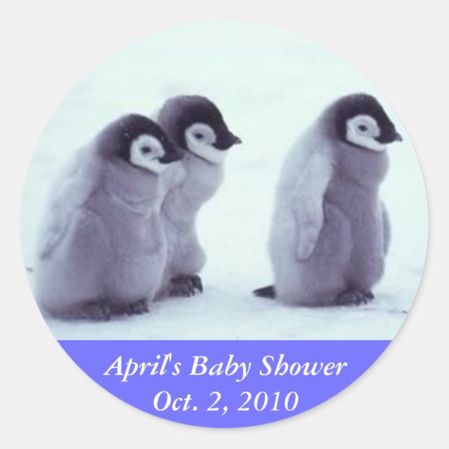 Sticker Rond Baby shower de pingouin (Devant)