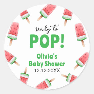 Sticker Rond Baby shower de Popcicule de crème glacée Watermelo