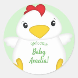 Sticker Rond Baby shower de poulet