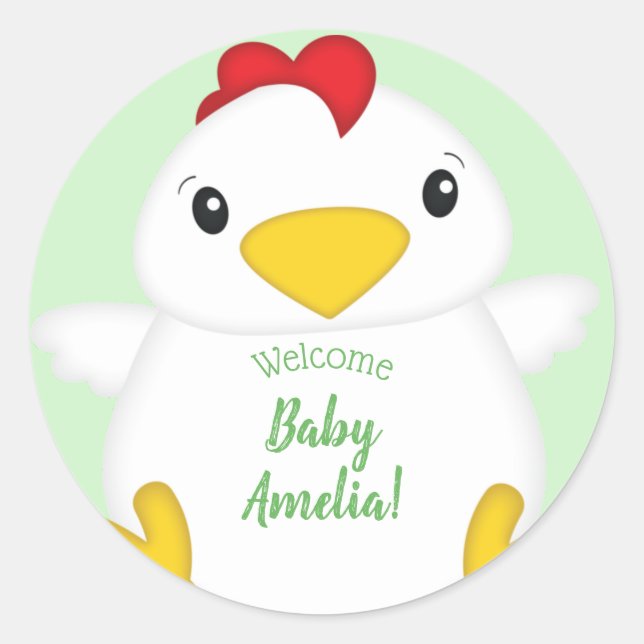 Sticker Rond Baby shower de poulet (Devant)
