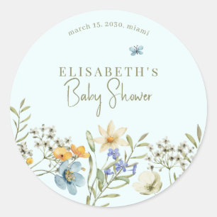 Sticker Rond Baby shower de printemps fleur sauvage Boho person