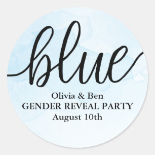 Sticker Rond Baby shower de révélation de genre bleu
