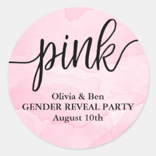 Sticker Rond Baby shower de révélation de genre rose