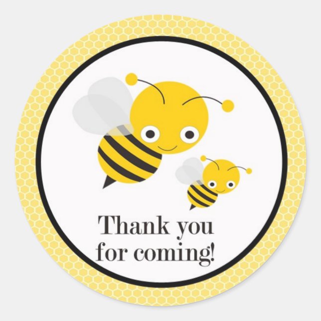 Sticker Rond Baby shower de révélation du genre d'abeilles Favo (Devant)