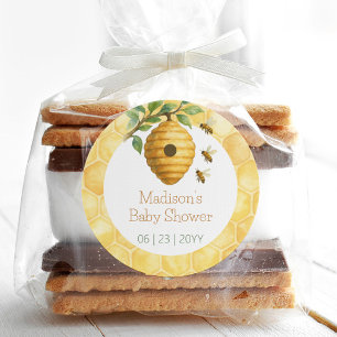 Sticker Rond Baby shower de ruche d'abeilles