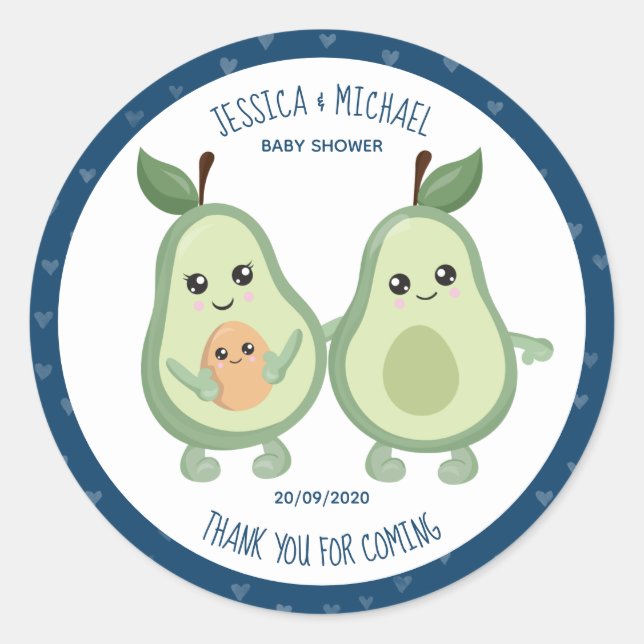 Sticker Rond Baby shower de Saint-Guacamole d'Avocado (Devant)