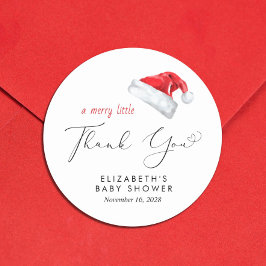 Sticker Rond Baby shower de Santa Hat Merci