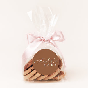 Sticker Rond Baby shower de script minimaliste pour bébé Hello