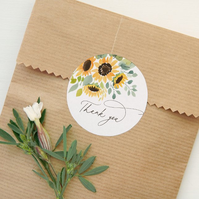 Sticker Rond Baby shower de tournesol aquarelle (Créateur téléchargé)