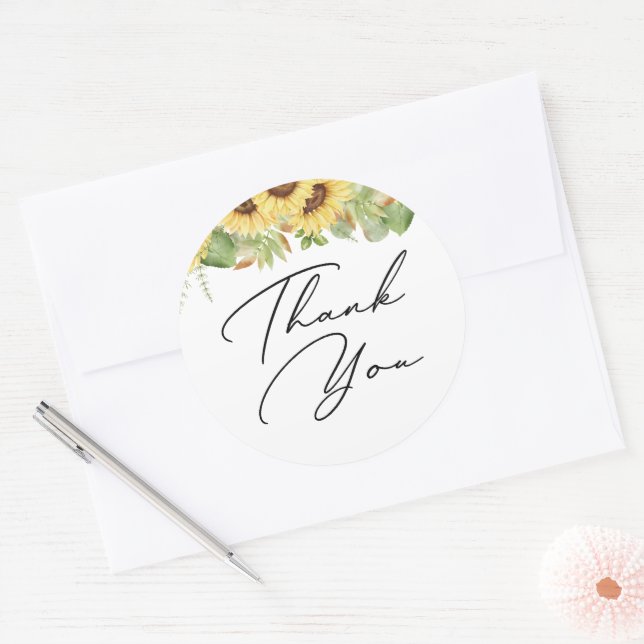 Sticker Rond Baby shower de tournesol verdoyant (Enveloppe)