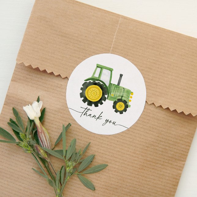 Sticker Rond Baby shower de tracteur aquarelle (Créateur téléchargé)