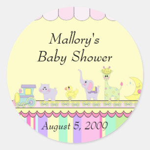 Sticker Rond Baby shower de train de bébé de cirque
