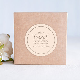 Sticker Rond Baby shower de traitement simple Peach Script