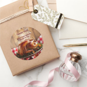 Sticker Rond Baby shower de Turquie rôti de Thanksgiving rustiq
