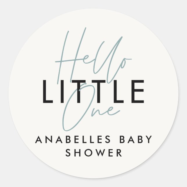 Sticker Rond Baby shower de typographie moderne bonjour petit u (Devant)