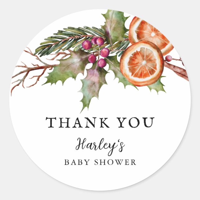 Sticker Rond Baby shower de vacances Favoriser neutre genre (Devant)