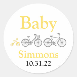 Sticker Rond Baby shower de vélo jaune