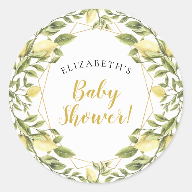 Sticker Rond Baby shower de verdure aux citrons (Devant)