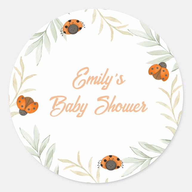 Sticker Rond Baby shower de verdure de l'automne rustique Ladyb (Devant)