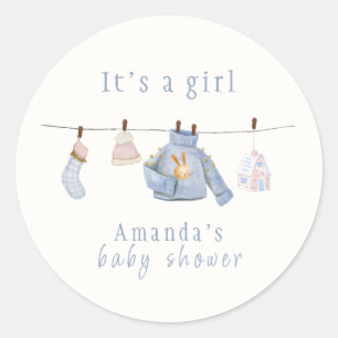 Sticker Rond Baby shower de vêtements d'hiver pour filles coule